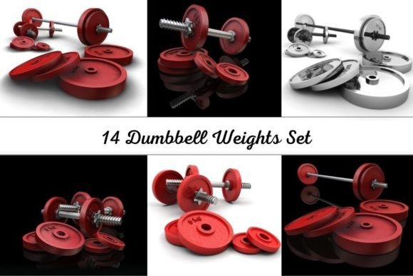 14 Dumbbell Weights Set: A Versatile Design Resource for Creatives and Marketers