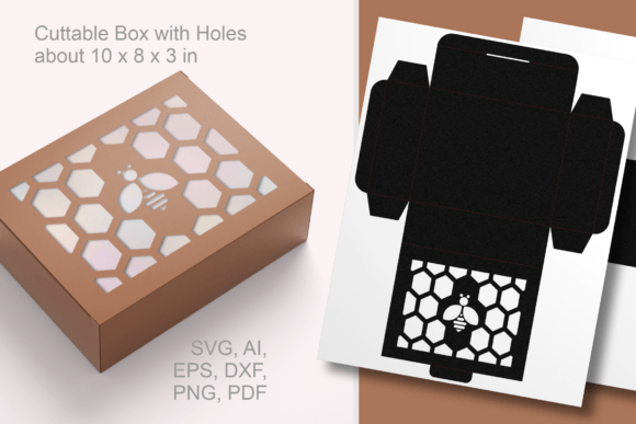 Bee Between Honeycombs Rectangular Box