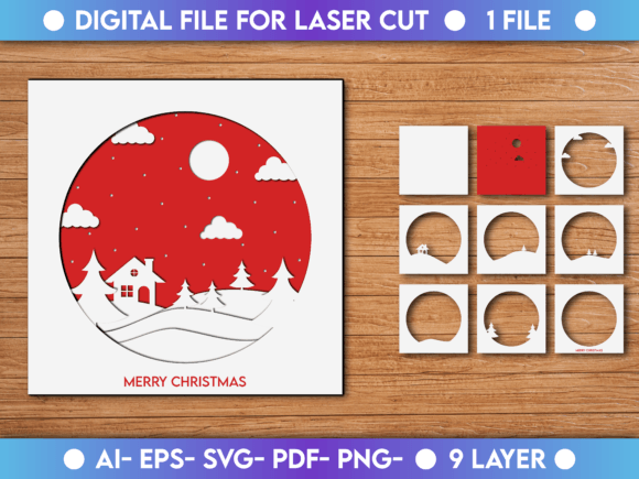 Christmas Background Paper Cut SVG