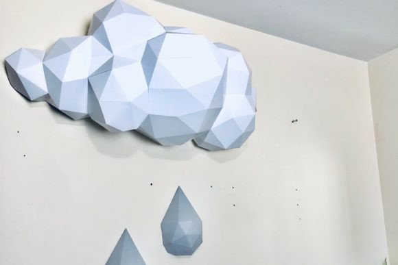 Cloud and Raindrop on Wall Paper Sculpture