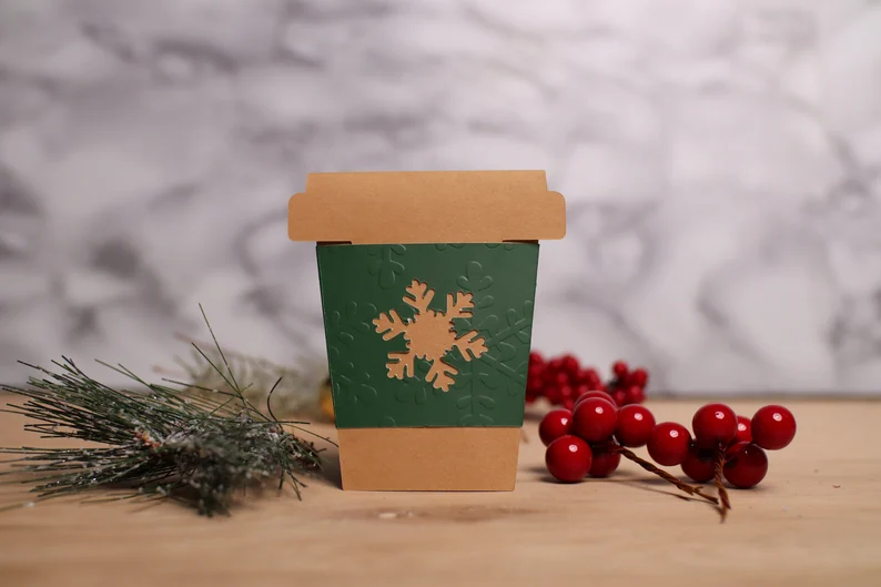 Coffee Cup Gift Card Envelope - Snowflake