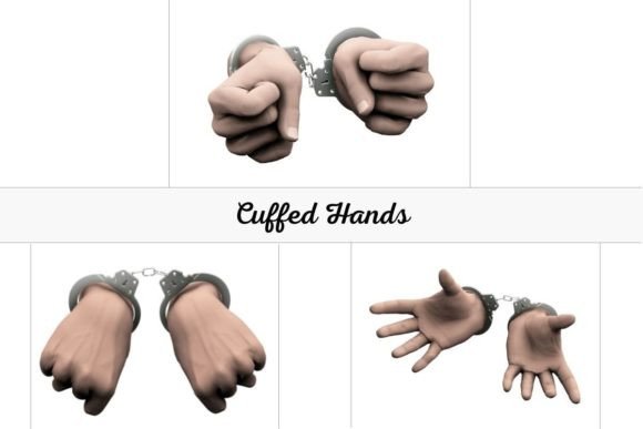 Cuffed Hands Set: Creative 3D Renders for Designers