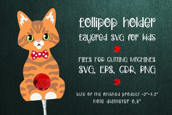 Ginger Tabby Cat Lollipop Holder: A Creative and Practical Digital Design for Holiday Crafts