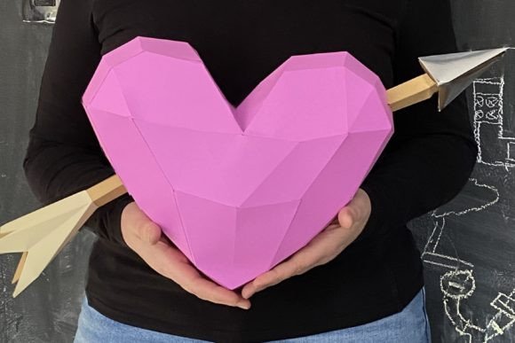 Heart with Cupid Arrow Paper Sculpture