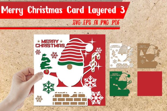 Merry Christmas Card Layered 3 Svg
