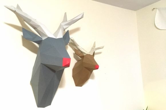 Red Nose Reindeer Head Paper Sculpture