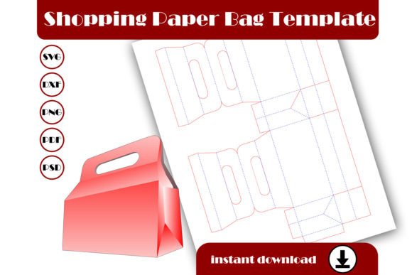 Shopping Paper Bag Template, Paper Bag