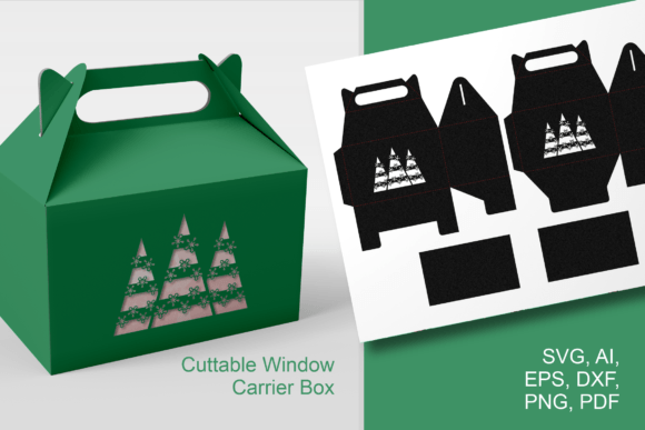 Striped X-mas Trees Carrier Box Template: A Festive and Functional Packaging Solution