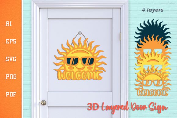 Welcome Summer Sunshine Door Sign SVG